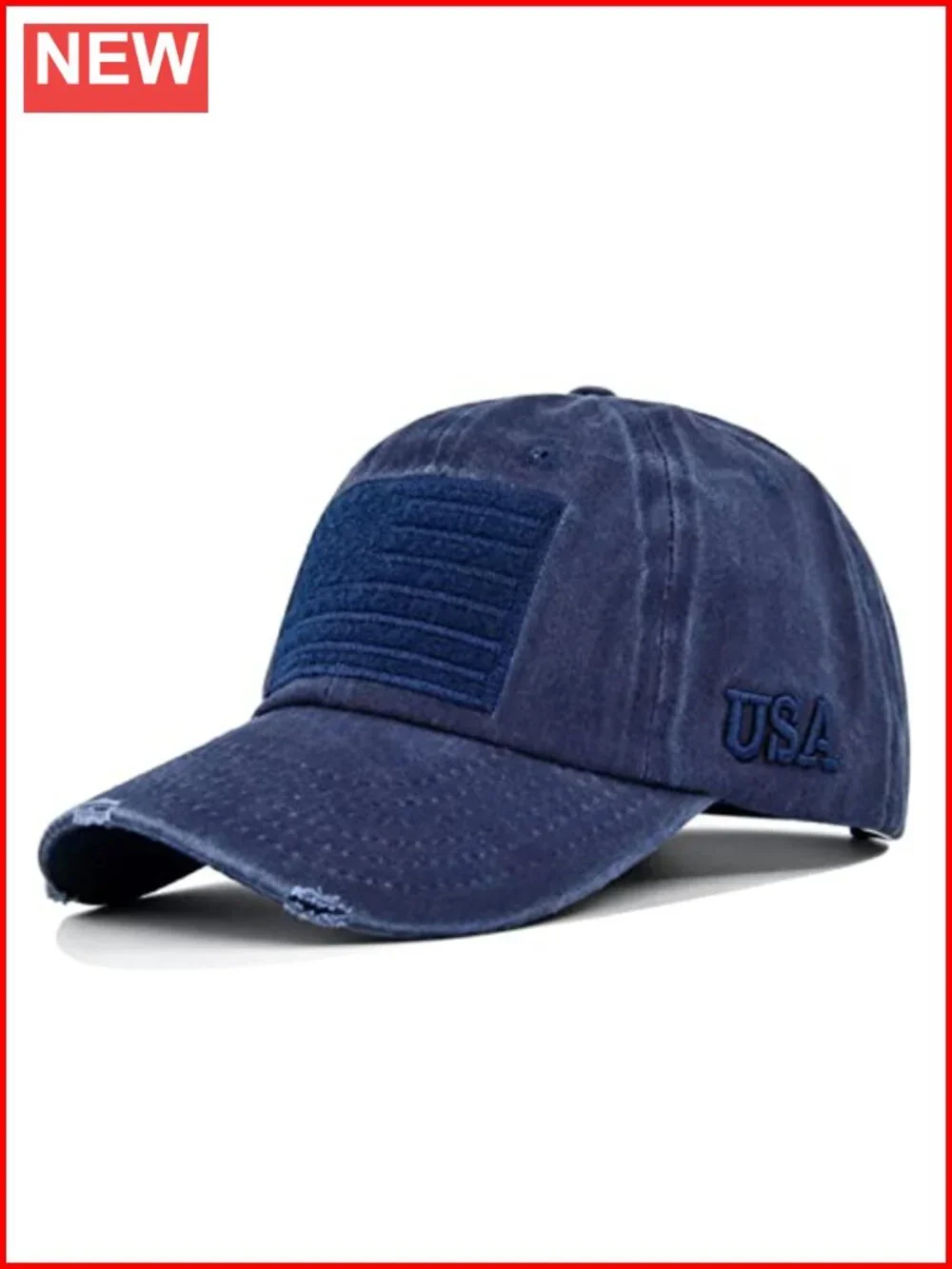 American Flag Baseball Cap Distressed Washed Cotton Denim Adjustable Unisex
